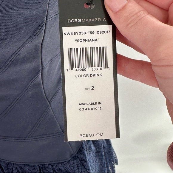 Bcbgmaxazria womens Sophiana dress size 2 navy blue lace party cocktail - Picture 8 of 15